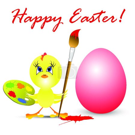 Illustration for Easter holiday illustration with chicken - Royalty Free Image
