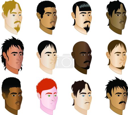 Illustration for Men Faces, graphic vector illustration - Royalty Free Image