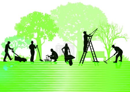 Ilustración de Jardinería y mantenimiento del jardín, ilustración vectorial gráfica - Imagen libre de derechos