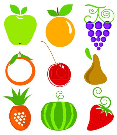 Ilustración de Conjunto de frutas vectoriales, ilustración vectorial - Imagen libre de derechos