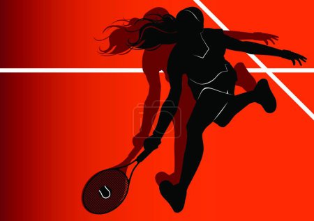 Téléchargez les illustrations : Illustration silhouette joueur de tennis - en licence libre de droit