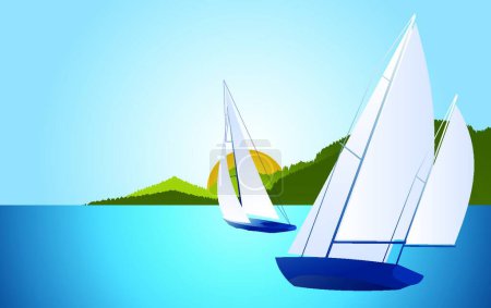 Illustration for Yachts - sailing boats regatta vector background - Royalty Free Image