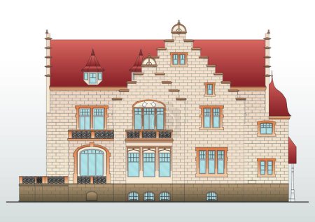 Illustration for Vintage house architectural plan vector - Royalty Free Image