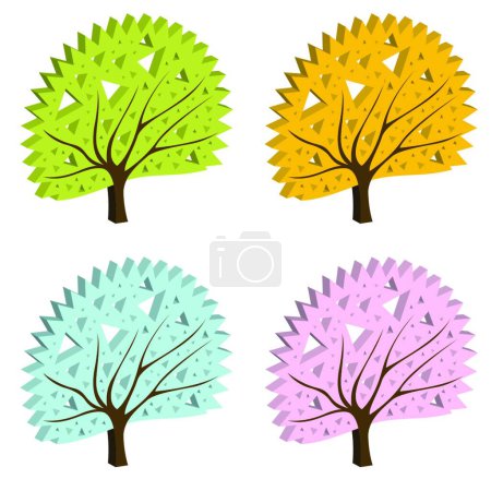 Téléchargez les illustrations : Ensemble de fond vecteur d'arbre coloré - en licence libre de droit