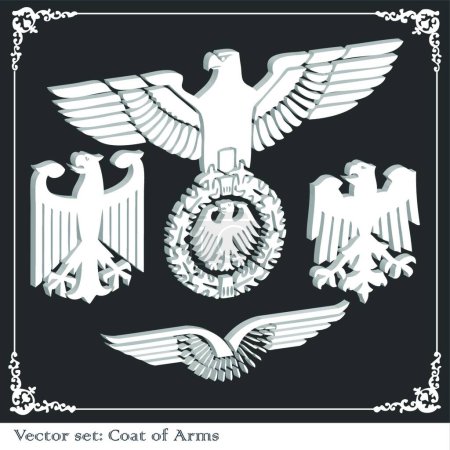 Ilustración de Águila escudo de armas heráldico, vector colorido ilustración - Imagen libre de derechos
