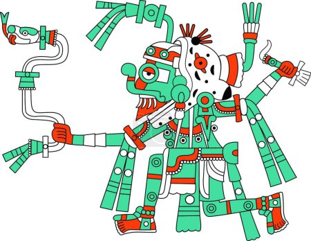 Illustration for Mayan god of rain Tlaloc vector illustration - Royalty Free Image