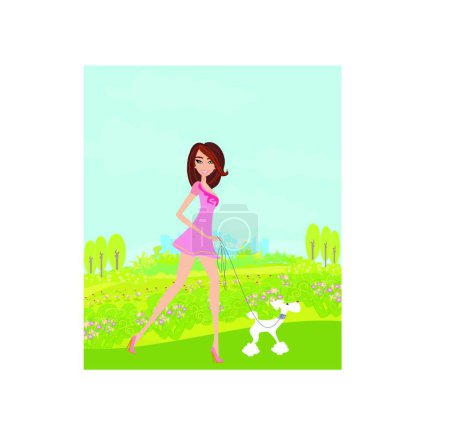 Illustration for Girl and her puppy   Illustration vector - Royalty Free Image