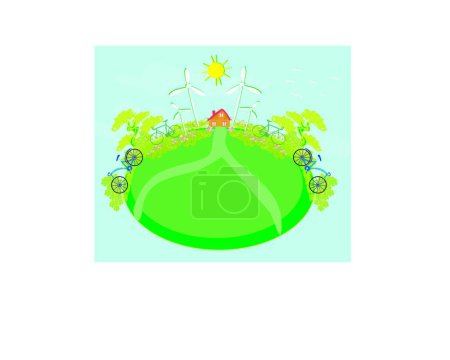 Illustration for Eco farming - landscapes, graphic vector illustration - Royalty Free Image