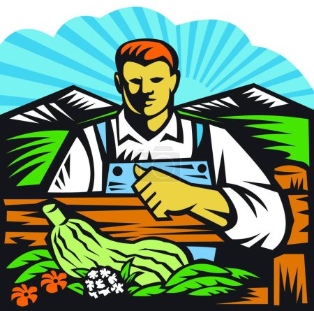 Ilustración de Agricultura ecológica Produce Harvest Retro, ilustración vectorial gráfica - Imagen libre de derechos