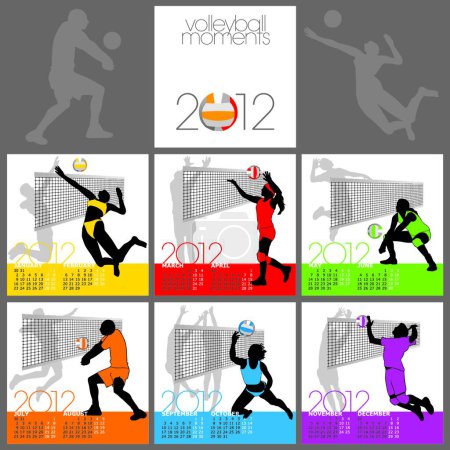 Illustration for Volleyball Moments 2012 Calendar Template - Royalty Free Image