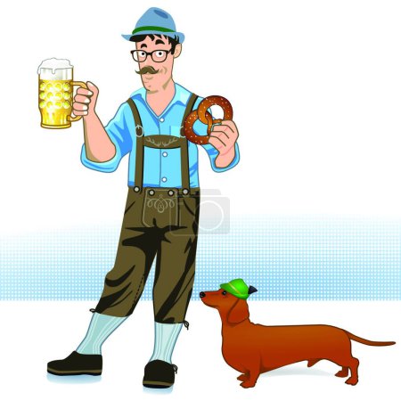 Illustration for Bayer with beer and dachshund - Royalty Free Image