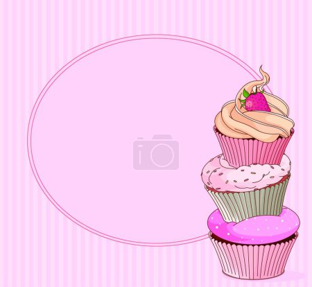 Téléchargez les illustrations : Cupcake place carte illustration vectorielle moderne - en licence libre de droit