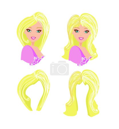 Illustration for Woman head with haircut assortment - Royalty Free Image