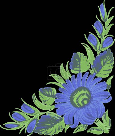 Illustration for Blue flower frame  vector illustration - Royalty Free Image