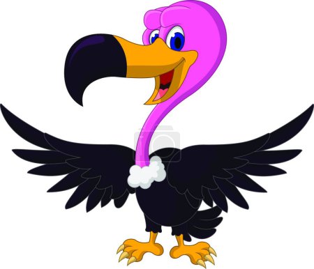 Illustration for Cute Vulture cartoon, vector illustration - Royalty Free Image