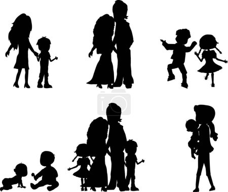 Illustration for Silhouette of family modern vector illustration - Royalty Free Image