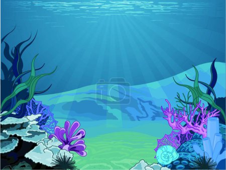 Téléchargez les illustrations : Illustration vectorielle moderne de paysage sous-marin - en licence libre de droit