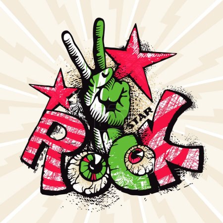 Téléchargez les illustrations : Affiche Grunge rock, illustration vectorielle colorée - en licence libre de droit