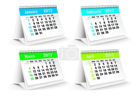 Illustration for 2012 desk calendar modern vector illustration - Royalty Free Image