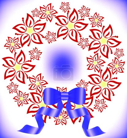 Ilustración de Corona floral roja moderna vector ilustración - Imagen libre de derechos