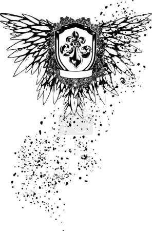 Ilustración de Escudo emblema de gloria con ala - Imagen libre de derechos