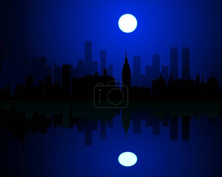 Ilustración de Ciudad por la noche vector moderno ilustración - Imagen libre de derechos