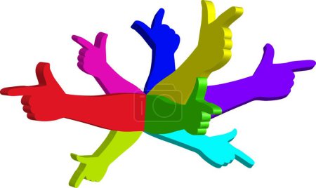 Ilustración de Color apuntando manos moderna ilustración vectorial - Imagen libre de derechos