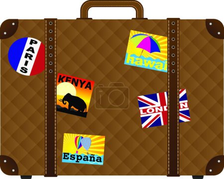Illustration for Suitcase With Stickers modern vector illustration - Royalty Free Image