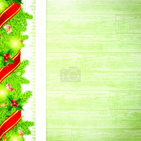 Ilustración de "Corona de Navidad colgando en la pared de madera con efecto grunge" - Imagen libre de derechos