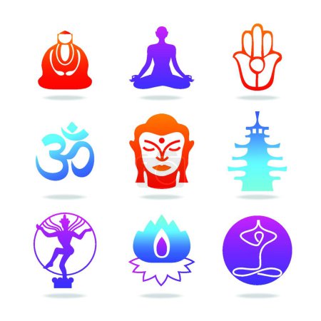 Ilustración de Iconos de color buddha, ilustración de vectores de colores - Imagen libre de derechos