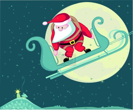 Illustration for Santa skydiver modern vector illustration - Royalty Free Image