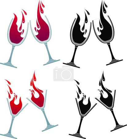 Ilustración de Vasos con diferentes bebidas, ilustración vectorial simple - Imagen libre de derechos