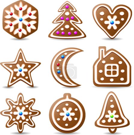 Téléchargez les illustrations : Illustration vectorielle de biscuits au pain d'épice - en licence libre de droit