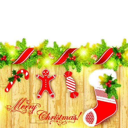 Illustration for Christmas frame, graphic vector illustration - Royalty Free Image