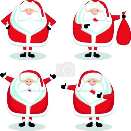 Téléchargez les illustrations : Santa dans différentes positions, illustration vectorielle graphique - en licence libre de droit