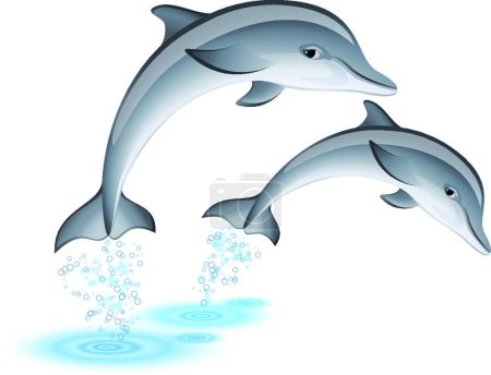 Ilustración de Delfines saltarines, ilustración vectorial gráfica - Imagen libre de derechos