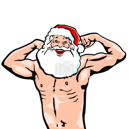 Illustration for Christmas muscular man  vector  illustration - Royalty Free Image