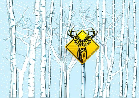 Ilustración de Atención ciervos en el bosque - Imagen libre de derechos