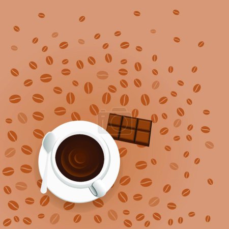Téléchargez les illustrations : Café au chocolat, illustration vectorielle colorée - en licence libre de droit