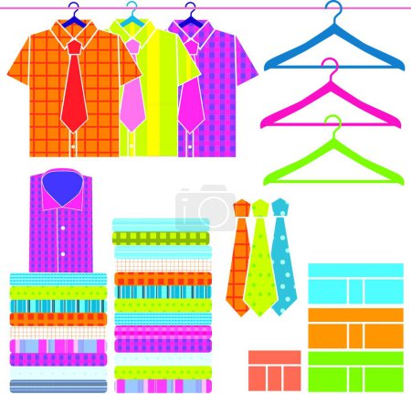 Illustration for Shirts and ties, graphic vector illustration - Royalty Free Image