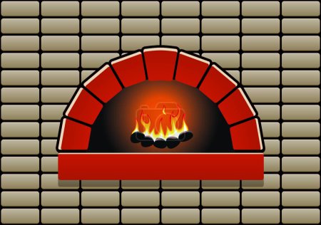 Illustration for Vector oven with burning fire - Royalty Free Image