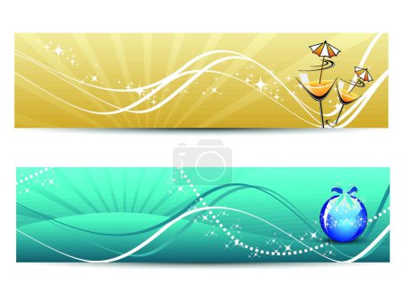 Ilustración de Tarjeta de año nuevo colorido o plantilla de banner - Imagen libre de derechos