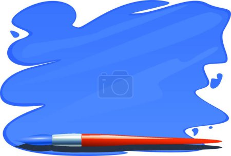Illustration for "Brush and brushstrokes of blue paint" colorful vector illustration - Royalty Free Image