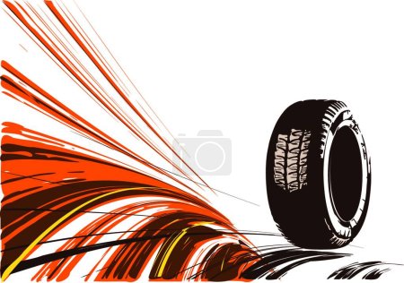 Illustration for "Automobile tires" colorful vector illustration - Royalty Free Image