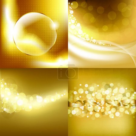 Illustration for "Gold Backgrounds Set" colorful vector illustration - Royalty Free Image
