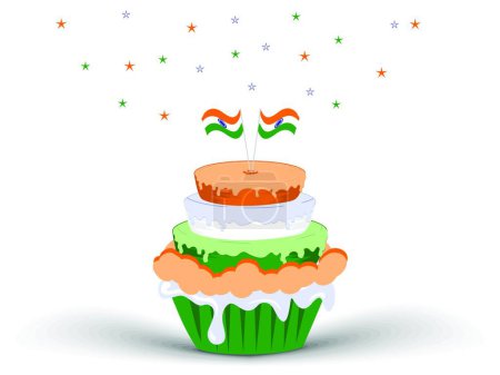 Illustration for "An Indian flag color Ice-cream with Indian Flags. vector illustr" - Royalty Free Image