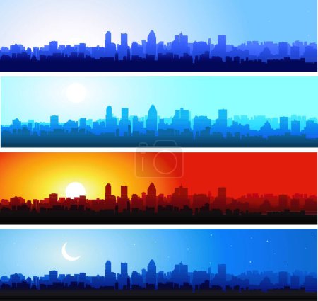Téléchargez les illustrations : Illustration vectorielle ville skyline - en licence libre de droit