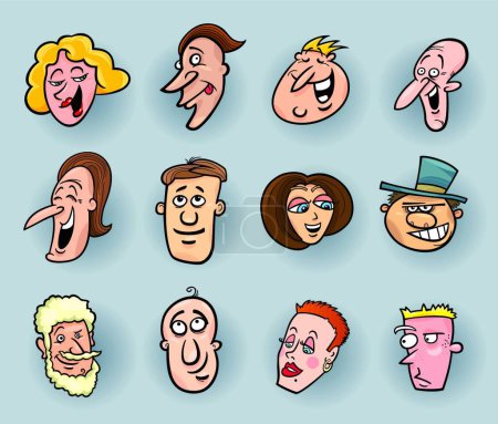 Illustration for Cartoon faces icon for web, vector illustration - Royalty Free Image
