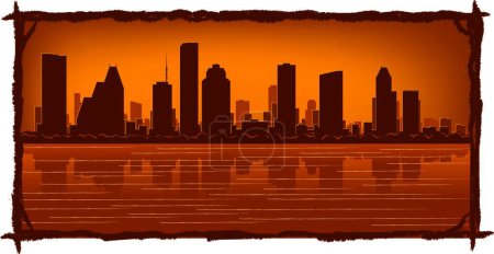 Téléchargez les illustrations : Illustration vectorielle skyline Houston - en licence libre de droit