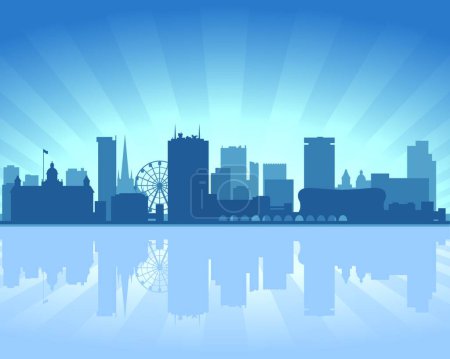 Téléchargez les illustrations : Illustration vectorielle skyline de Birmingham Angleterre - en licence libre de droit